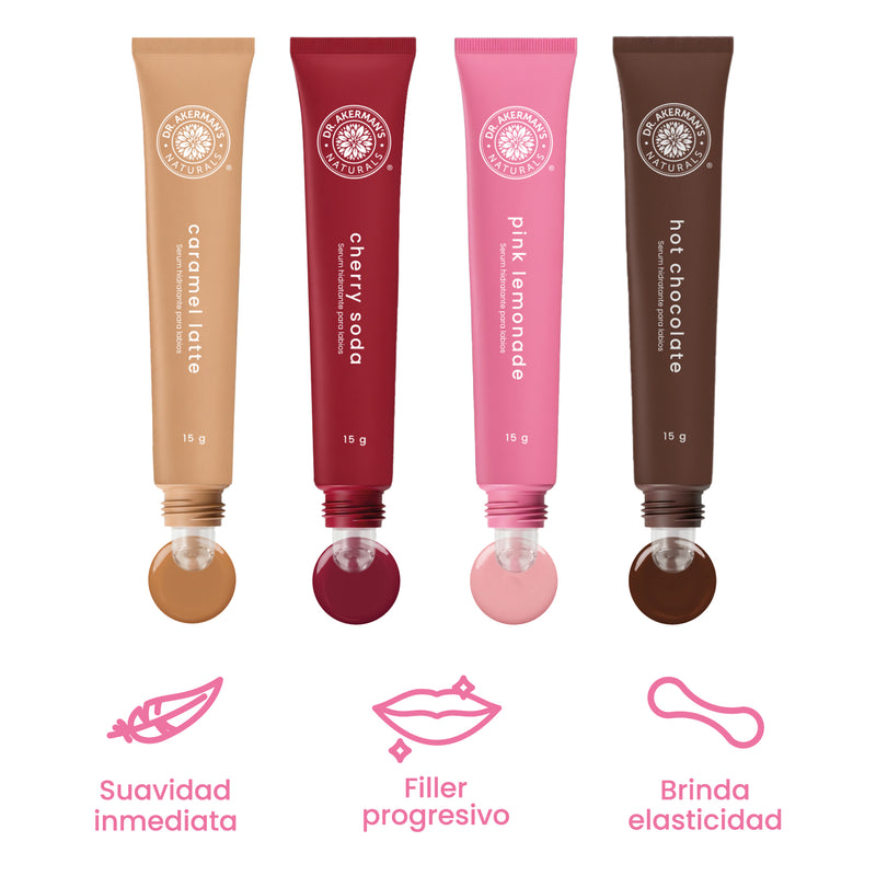 Kit 4 Lip Glow Dr. Akerman’s® | Serum Labiales Ultra Hidratantes con Color y Brillo