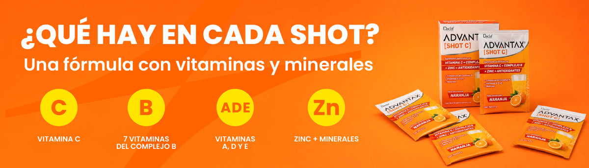 Advantax® Shot C Caja con 10 Sobres | Vitamina C con Complejo B, Vitaminas A, D y E