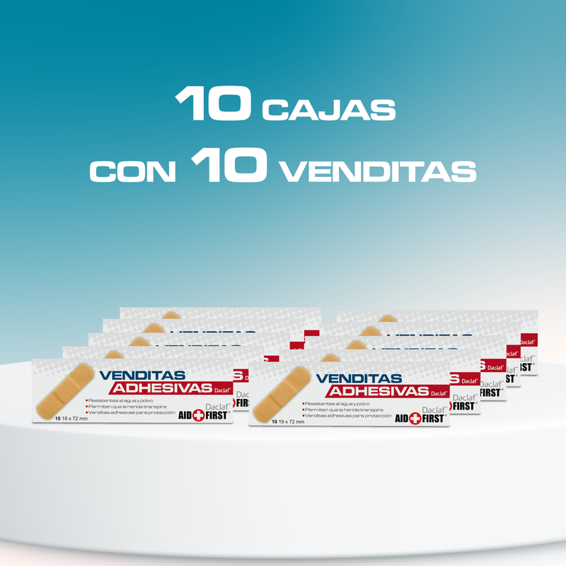 Venditas Adhesivas Aid + First® HY1017 10 Piezas | Protección para Cortadas y Raspones