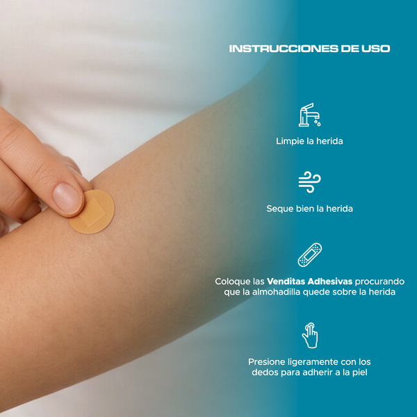Venditas Adhesivas Aid + First® HY1093 30 Piezas | Diferentes Tamaños para Todo Tipo de Heridas