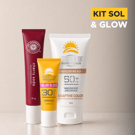 Fotosun UV 100® Kit Sol & Glow | Lip Glow Cherry Soda + Solar Gloss + Adaptive Color