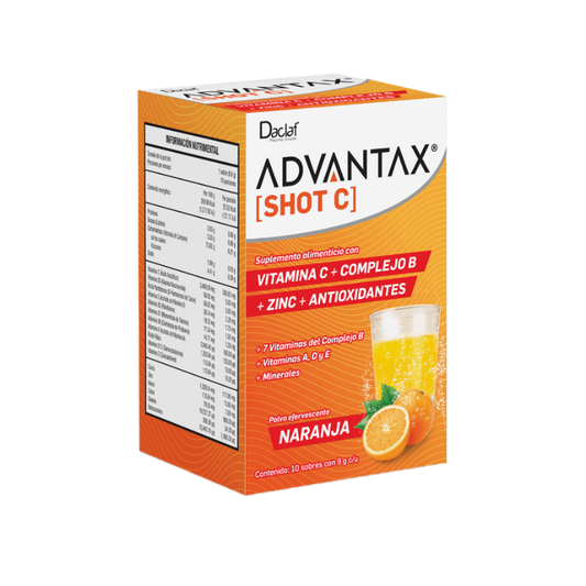 Advantax® Shot C Caja con 10 Sobres | Vitamina C con Complejo B, Vitaminas A, D y E