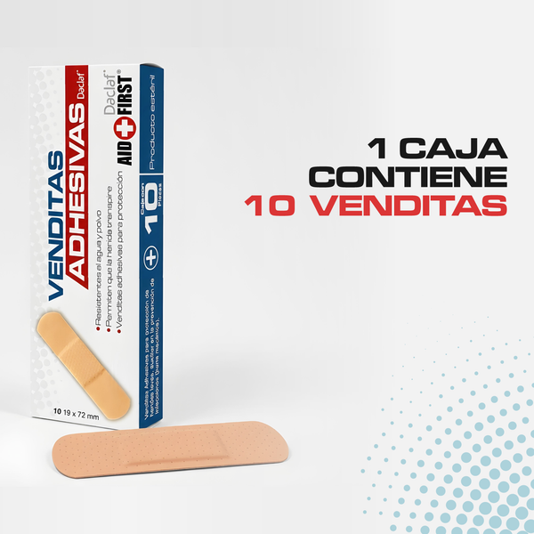 Venditas Adhesivas Aid + First® HY1017 10 Piezas | Protección para Cortadas y Raspones