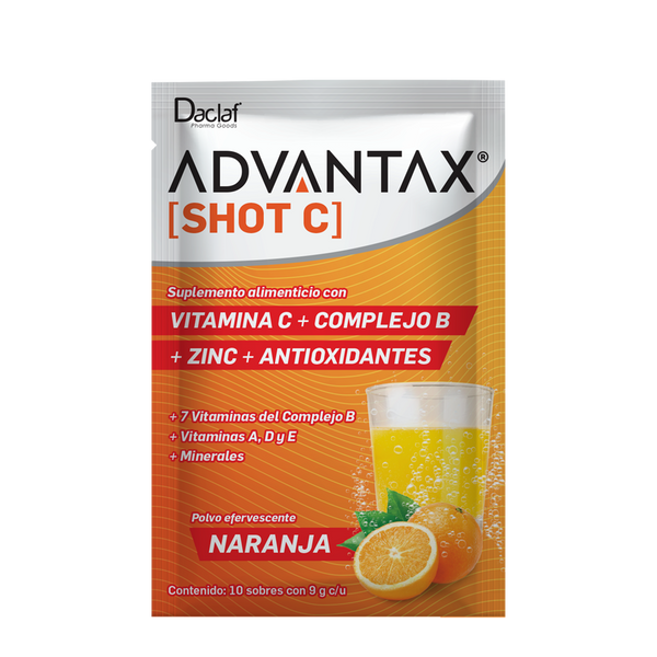 Advantax® Shot C Caja con 10 Sobres | Vitamina C con Complejo B, Vitaminas A, D y E