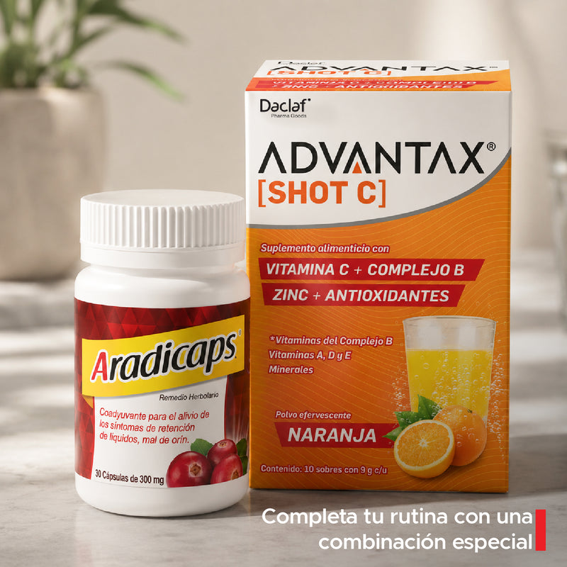 Advantax® Shot C Caja con 10 Sobres | Vitamina C con Complejo B, Vitaminas A, D y E