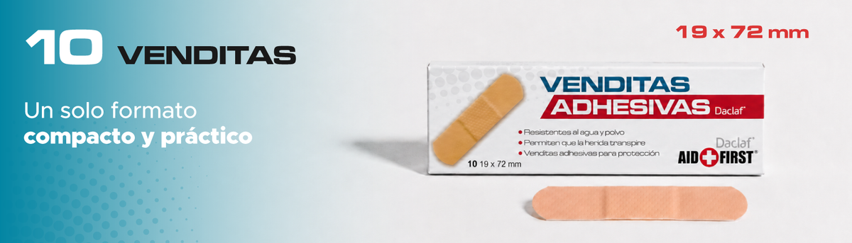 Venditas Adhesivas Aid + First® HY1017 10 Piezas | Protección para Cortadas y Raspones