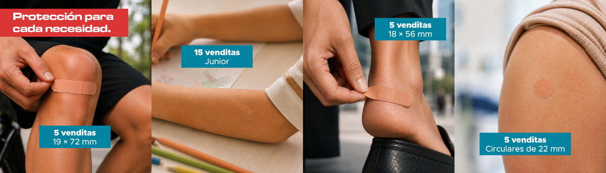 Venditas Adhesivas Aid + First® HY1093 30 Piezas | Diferentes Tamaños para Todo Tipo de Heridas