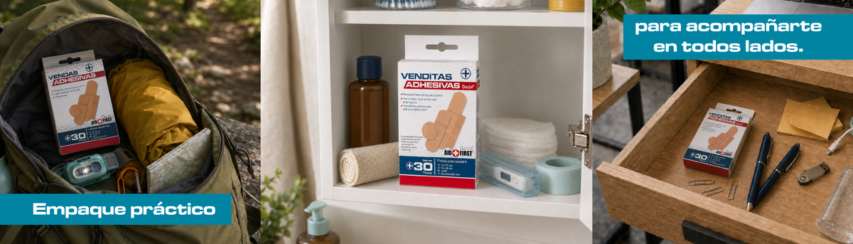 Venditas Adhesivas Aid + First® HY1093 30 Piezas | Diferentes Tamaños para Todo Tipo de Heridas