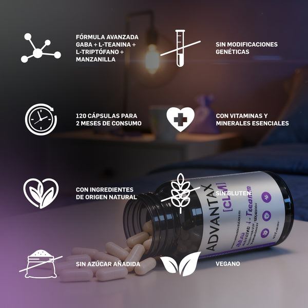 Advantax® CLM 120 Cápsulas | Con GABA, L-Teanina, L-Triptófano y Vitaminas para Promover un Estado de Calma
