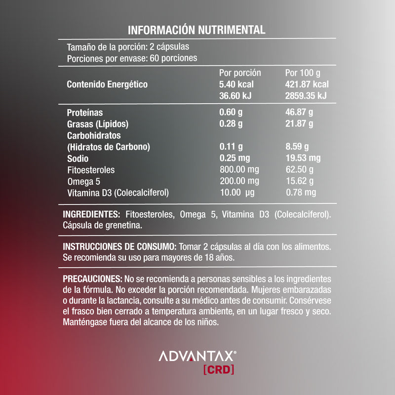 Advantax® CRD 120 Cápsulas | Fitoesteroles, Omega 5 y Vitamina D para el Bienestar Cardiovascular