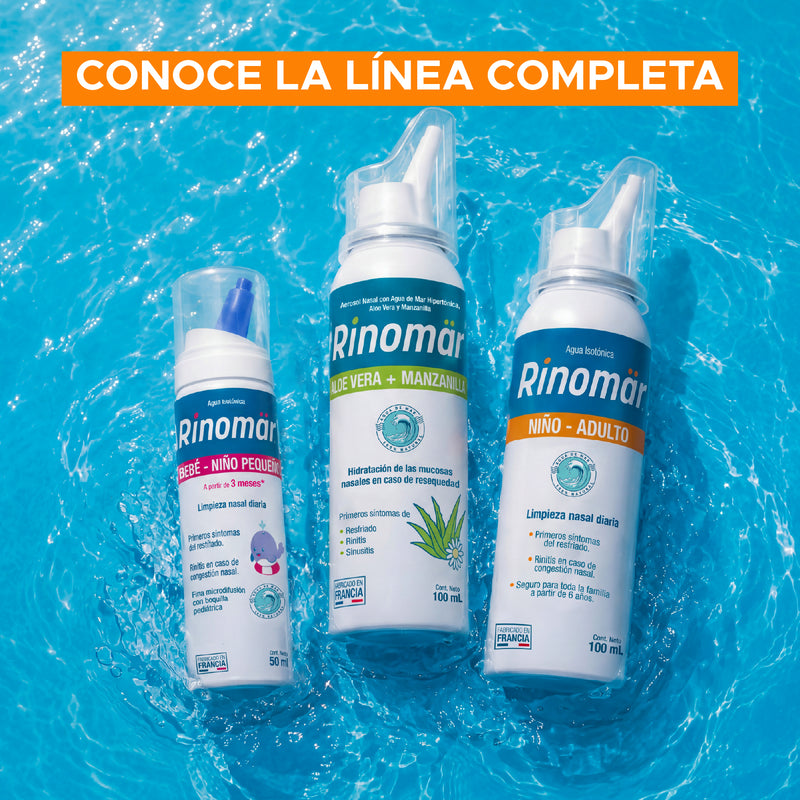 Rinomär® Adultos y Niños Spray Nasal con Agua de Mar Isotónica | Limpieza y Descongestión Natural