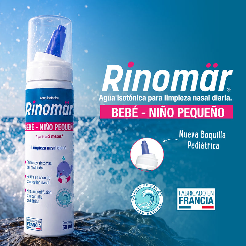 Rinomär® Bebé Spray Nasal con Boquilla Pediátrica | Agua de Mar para Bebés desde 3 Meses